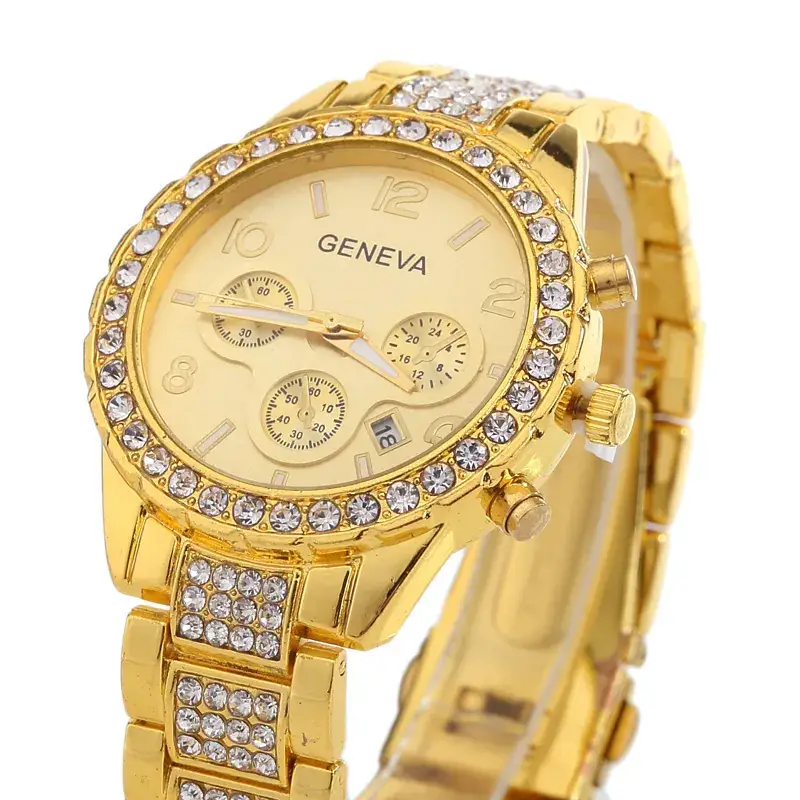 Rose Gold Rhinestone Women's Quartz Watch with Calendar