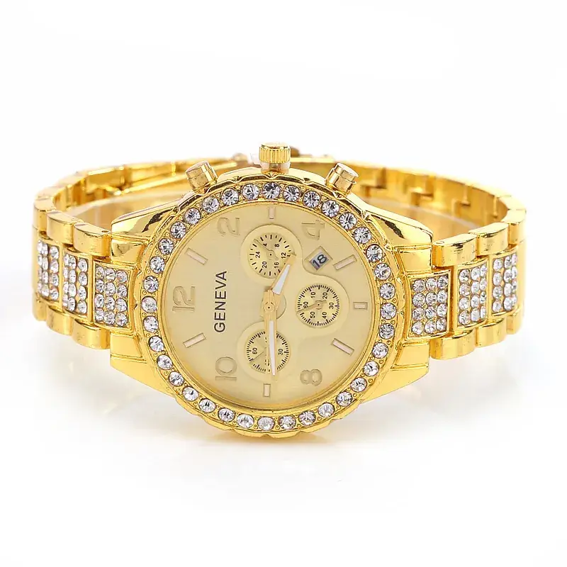 Rose Gold Rhinestone Women's Quartz Watch with Calendar