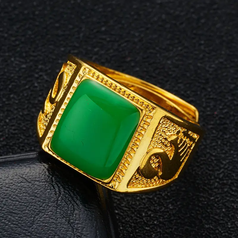 Gold Plated Gem Ring for Men Women Gift