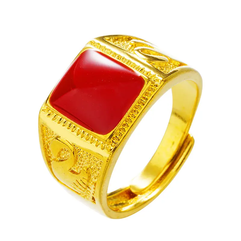 Gold Plated Gem Ring for Men Women Gift