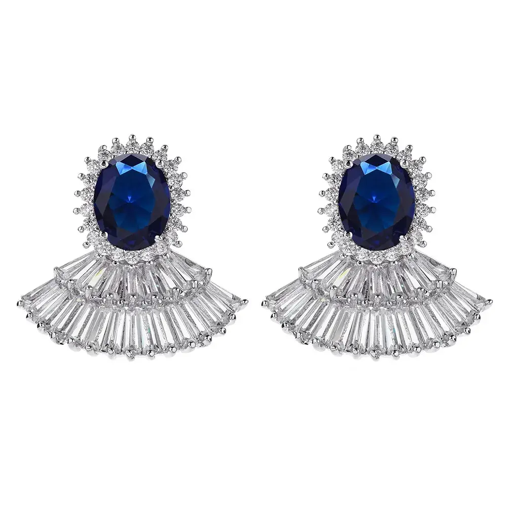Blue Zircon Fan Earrings for Women
