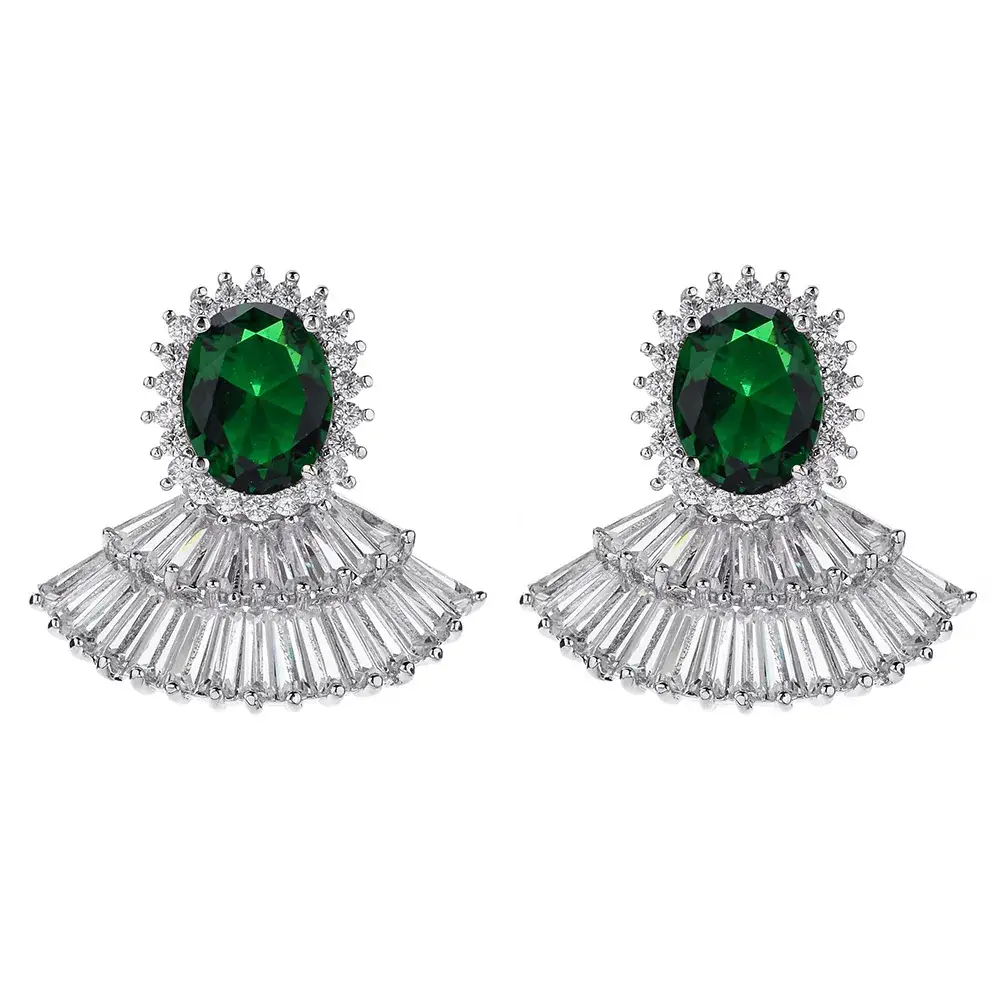 Blue Zircon Fan Earrings for Women - Image 2