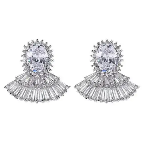 Blue Zircon Fan Earrings for Women - Image 4