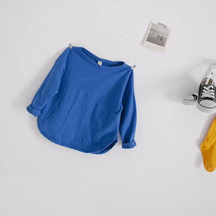 White Long-Sleeve T-Shirt for Boys Bamboo Cotton Round Neck - Image 6