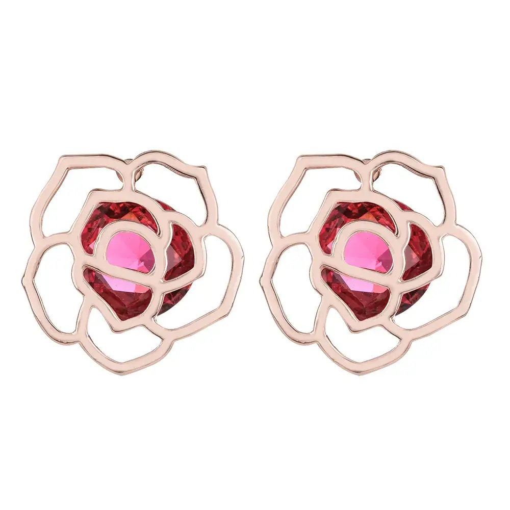 Blue Zircon Rose Gold Ear Stud Earrings