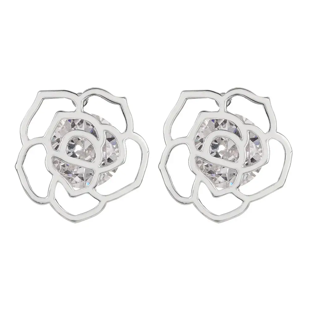 Blue Zircon Rose Gold Ear Stud Earrings