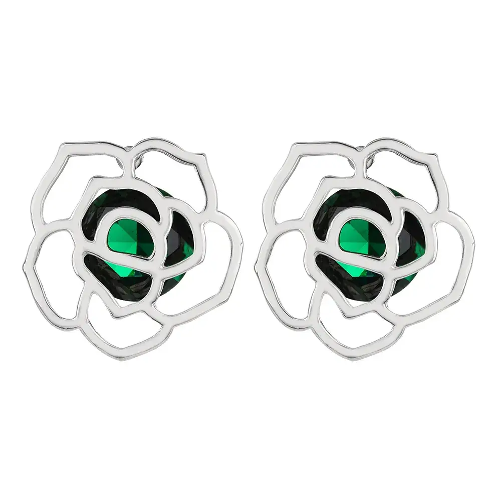 Blue Zircon Rose Gold Ear Stud Earrings