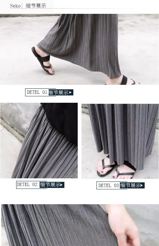 Retro Pleated Skirt Women's Modal Cotton Beige — feature 13