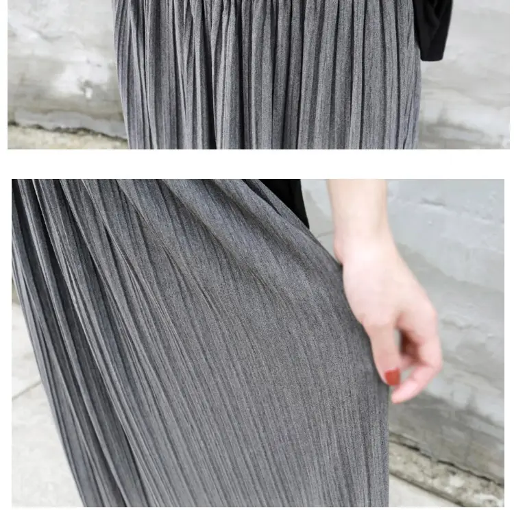 Retro Pleated Skirt Women's Modal Cotton Beige — feature 4