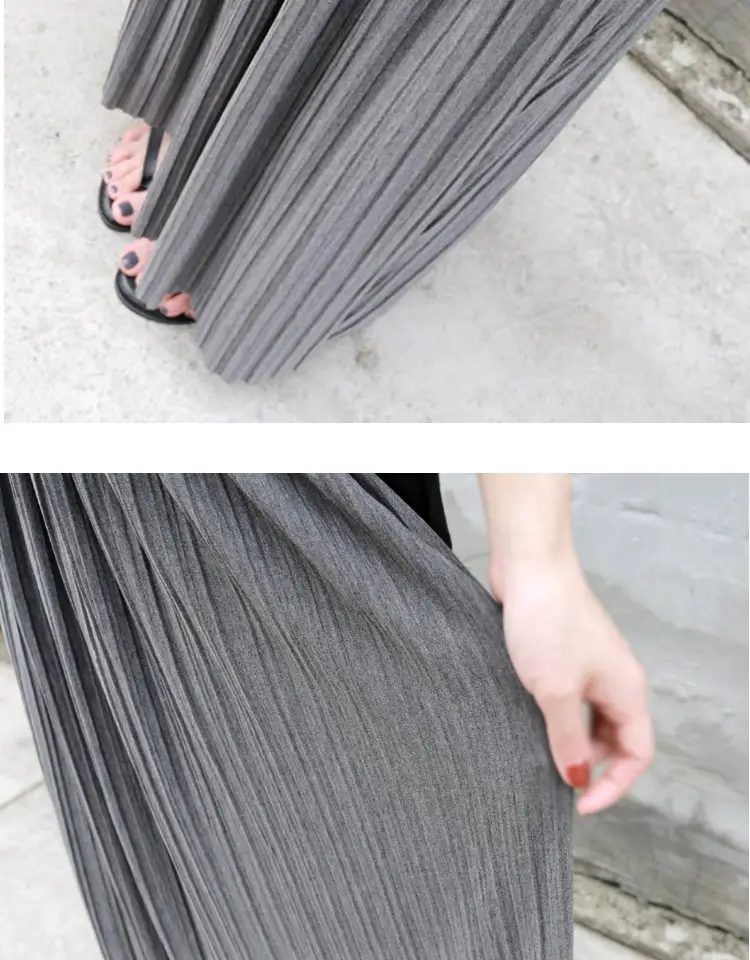 Retro Pleated Skirt Women's Modal Cotton Beige — feature 5