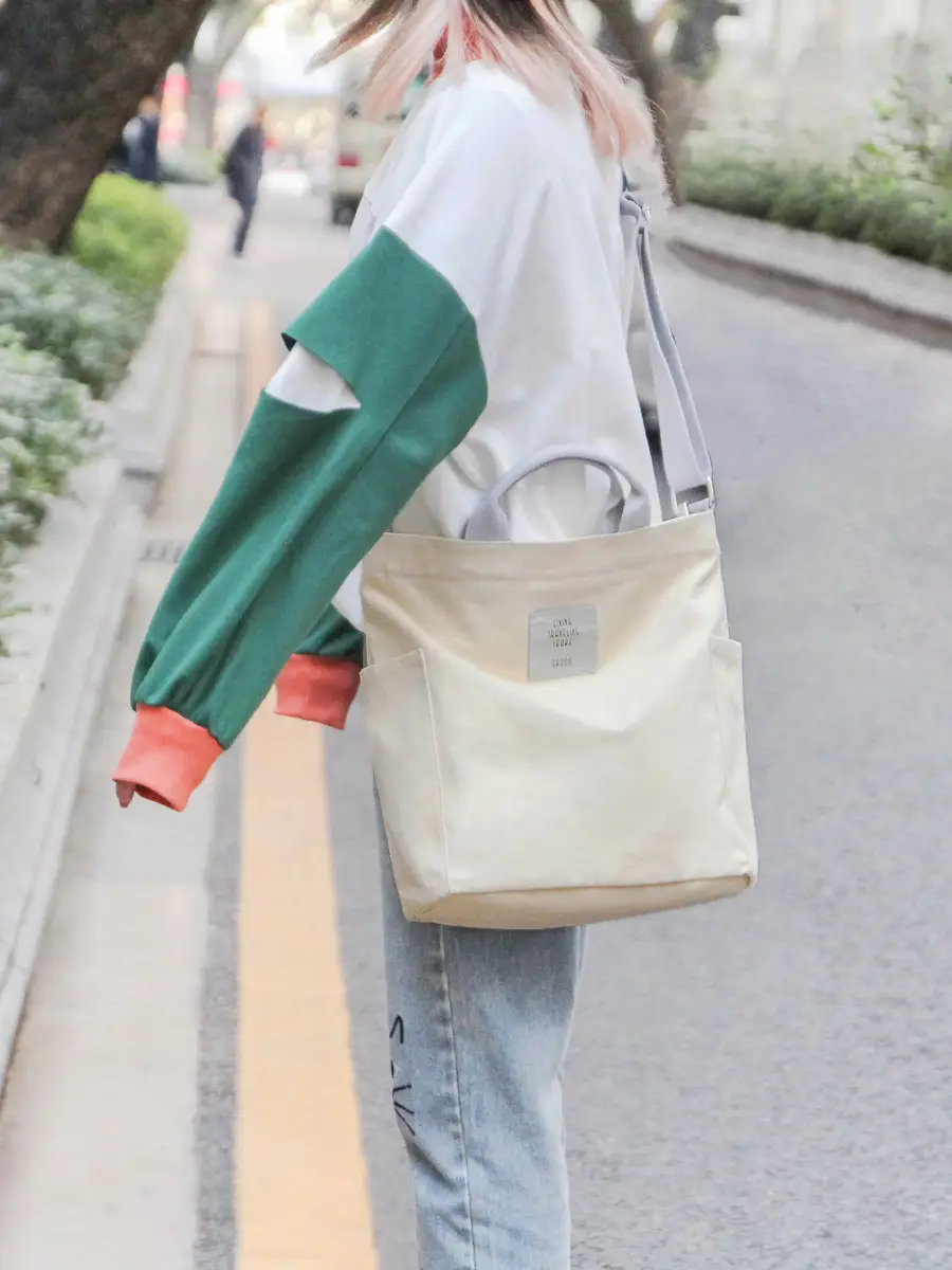2026 Korean Style Canvas Bag for Women Solid Color Large Capacity - Image 12