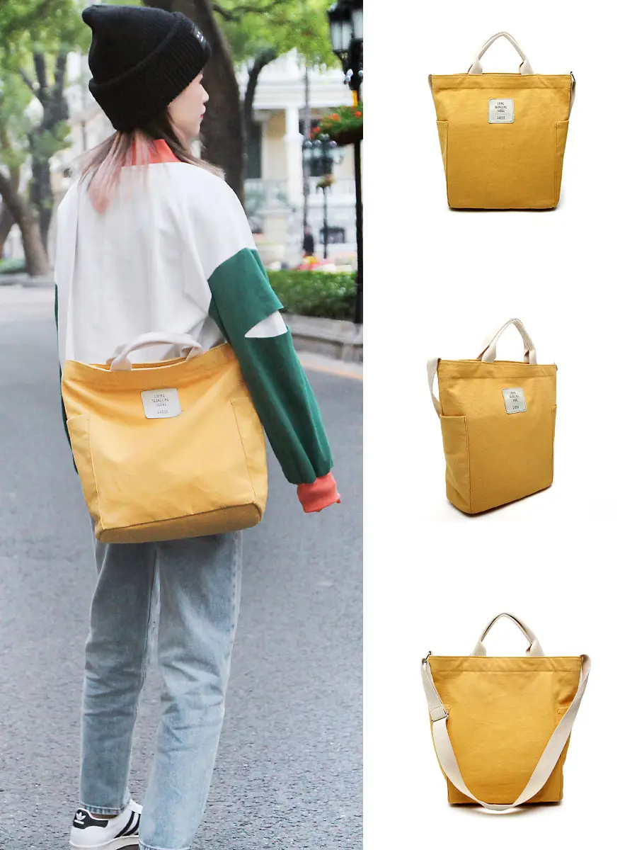 2026 Korean Style Canvas Bag for Women Solid Color Large Capacity - Image 13