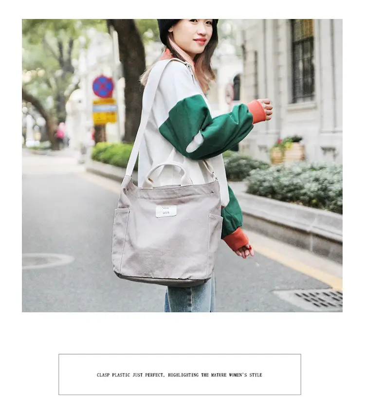 2026 Korean Style Canvas Bag for Women Solid Color Large Capacity — feature 22