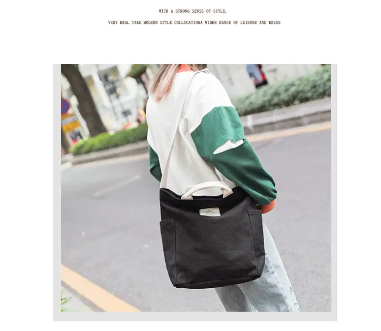2026 Korean Style Canvas Bag for Women Solid Color Large Capacity — feature 26