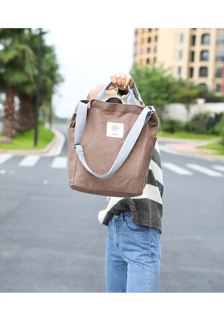 2026 Korean Style Canvas Bag for Women Solid Color Large Capacity — feature 8