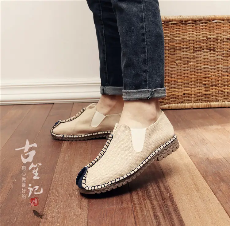 Summer men's shoes linen shoes linen shoes comfortable casual shoes one-step fashion lazy feet fashionable Korean cloth shoes