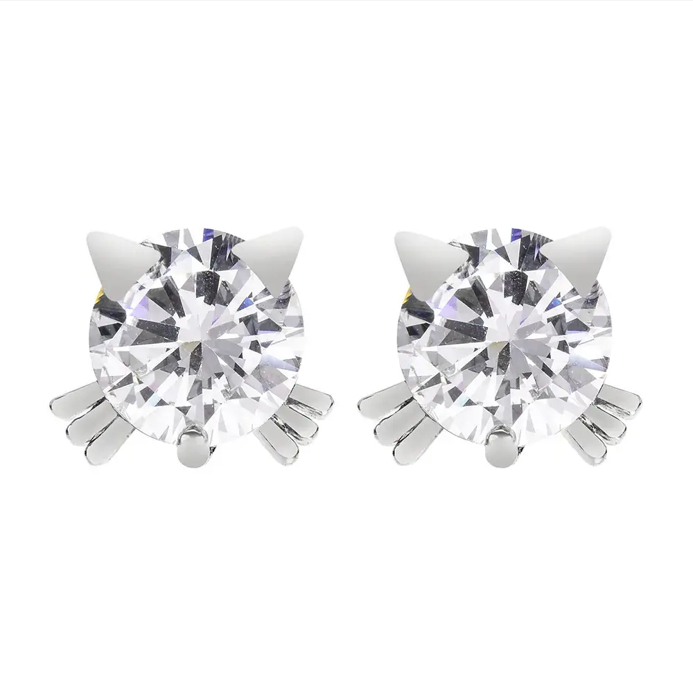 Cute Kitten Zircon Earrings for Women
