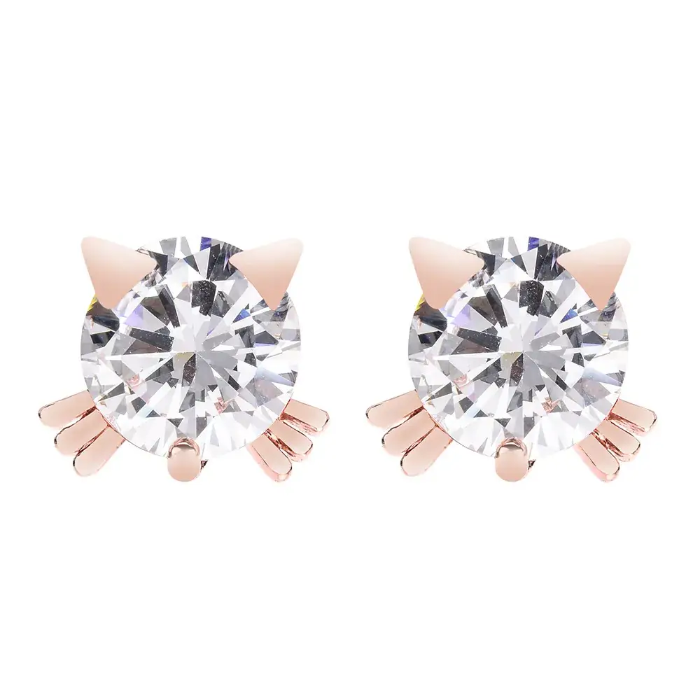 Cute Kitten Zircon Earrings for Women
