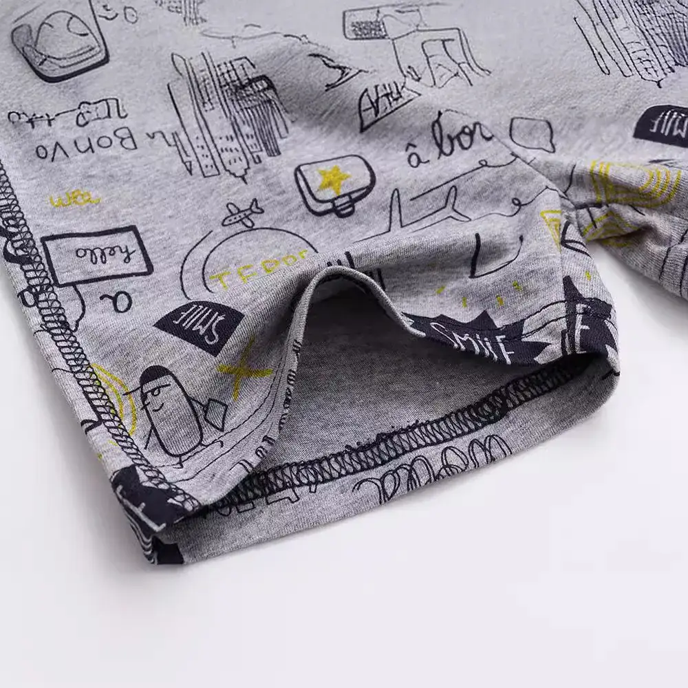Summer Boys Girls Cotton Graphic Shorts Gray - Image 4