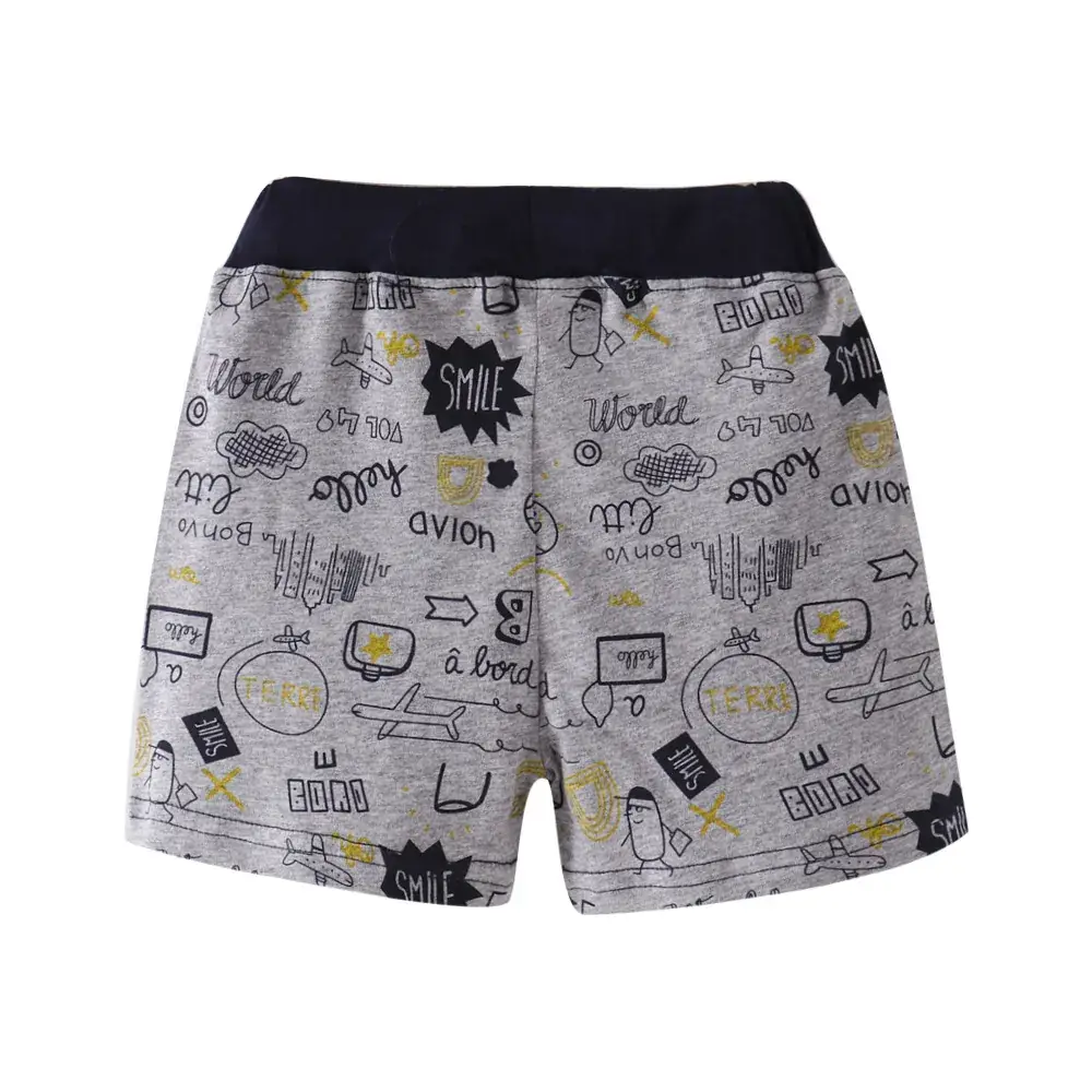 Summer Boys Girls Cotton Graphic Shorts Gray - Image 5