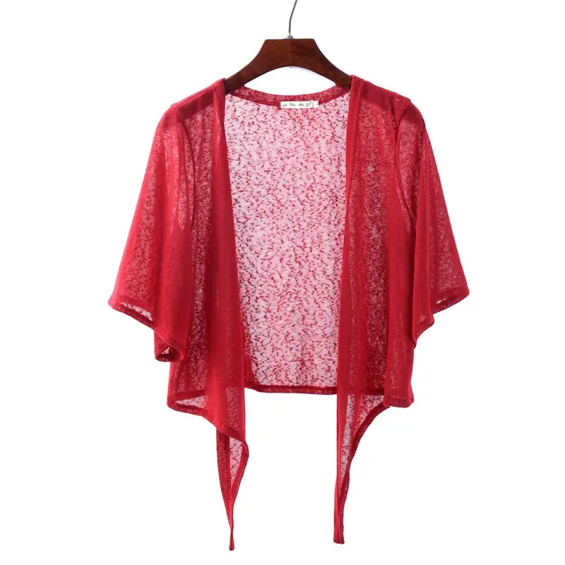 Red Lace Short Cardigan for Women Summer Large
