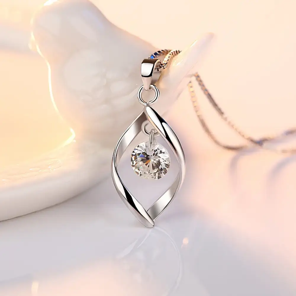 Japanese Korean Style Silver Zircon Necklace for Women - Image 2