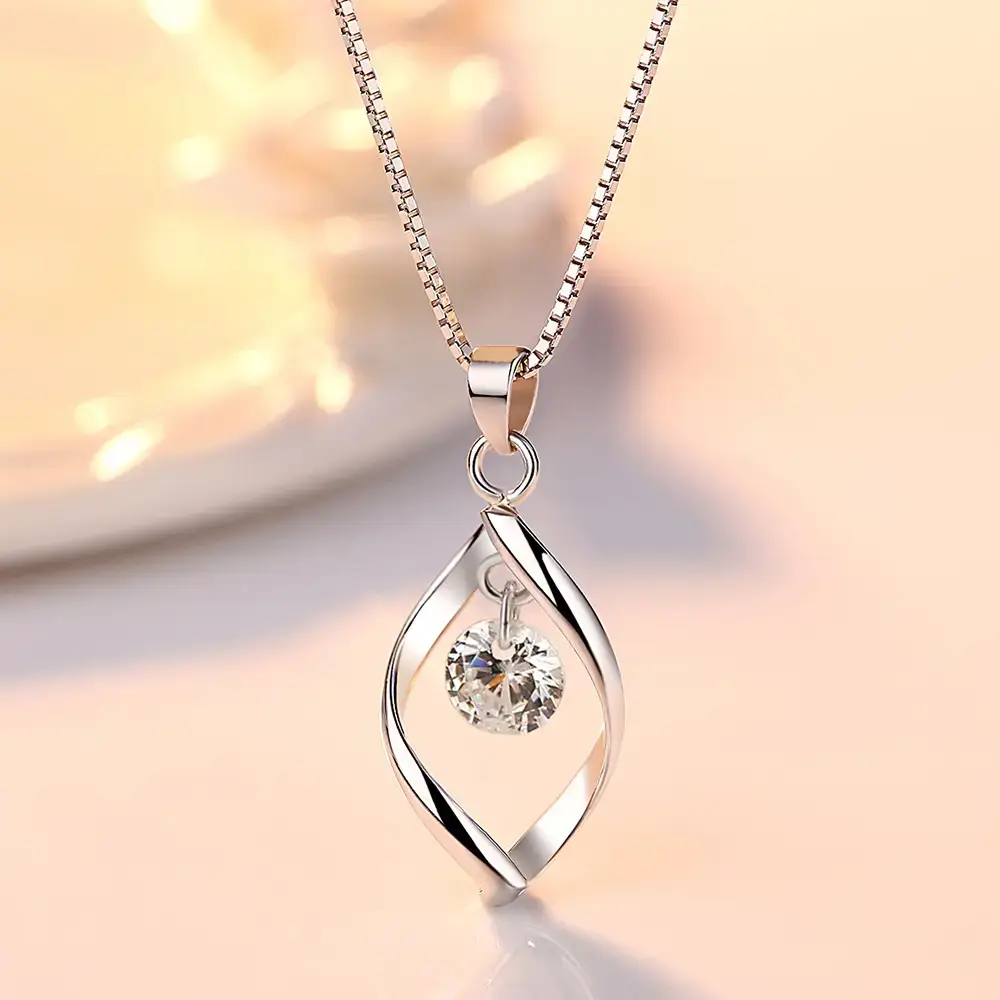 Japanese Korean Style Silver Zircon Necklace for Women - Image 3