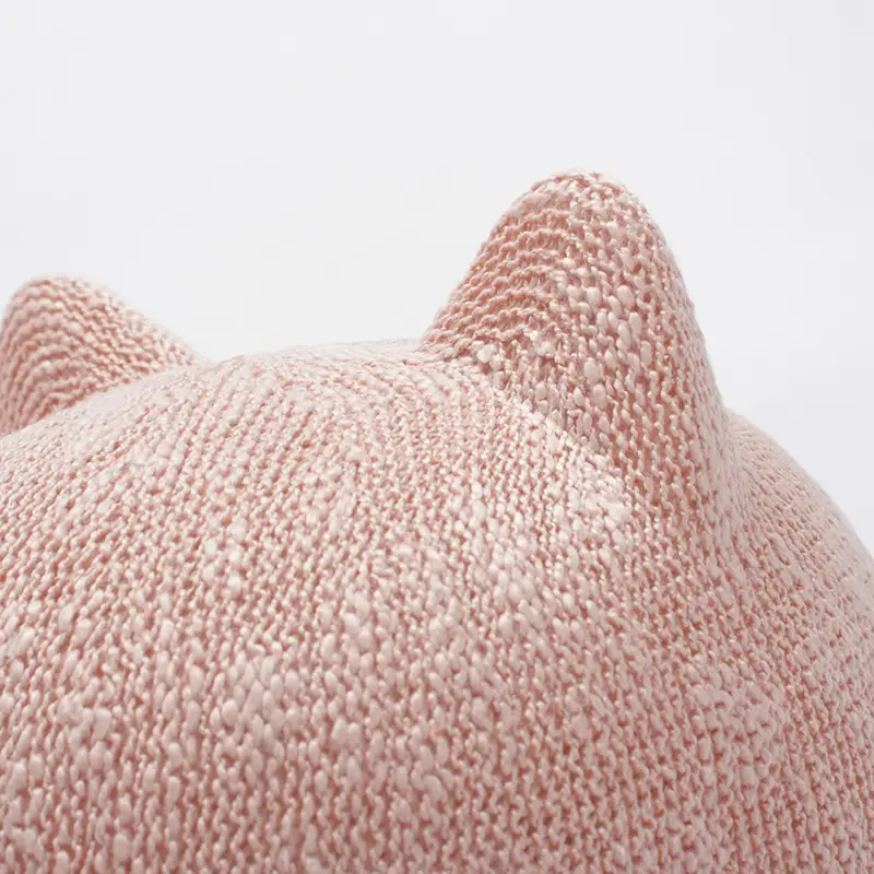 Women's Pink Knitted Ear Hat Sunscreen Cap