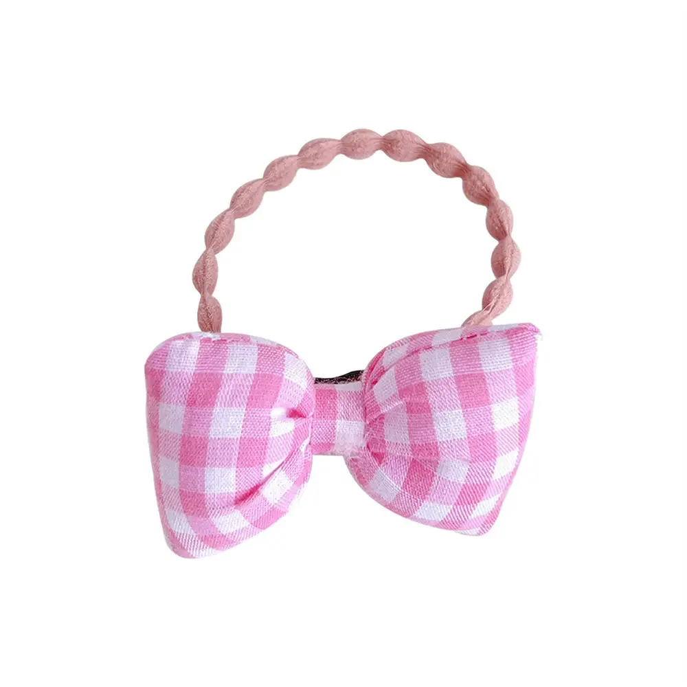 Japanese Cute Girl's Pink Plaid Bow Hair Loop
