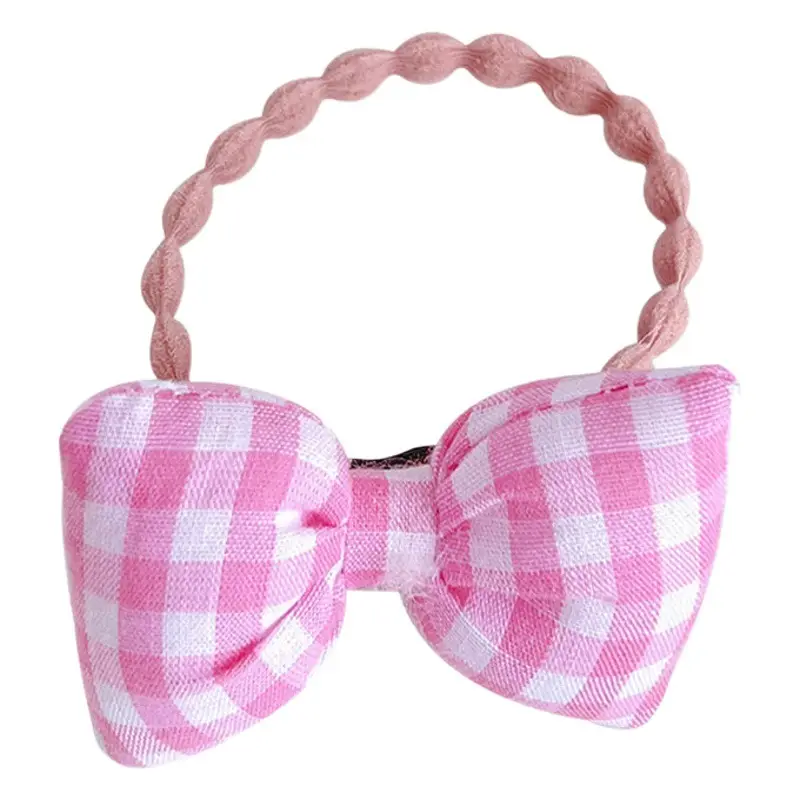 Japanese Cute Girl's Pink Plaid Bow Hair Loop