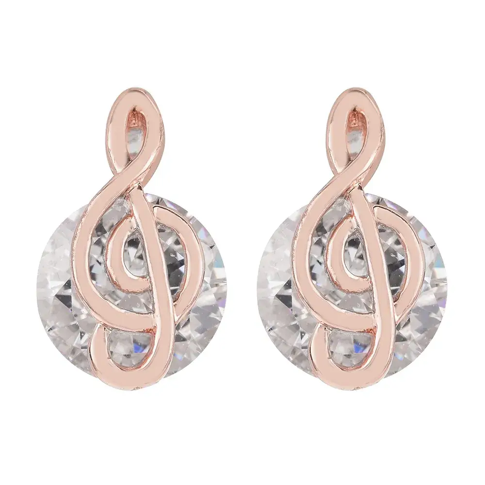 Note Shaped Zircon Earrings Green Women's Multi Color - Image 8