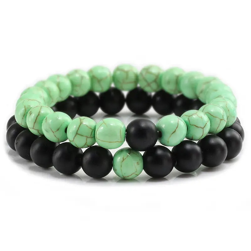 Black Matte Beads Bracelet Set for Men Women - Image 7