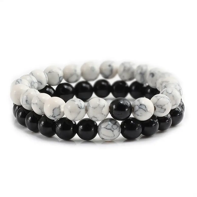Black Matte Beads Bracelet Set for Men Women - Image 10