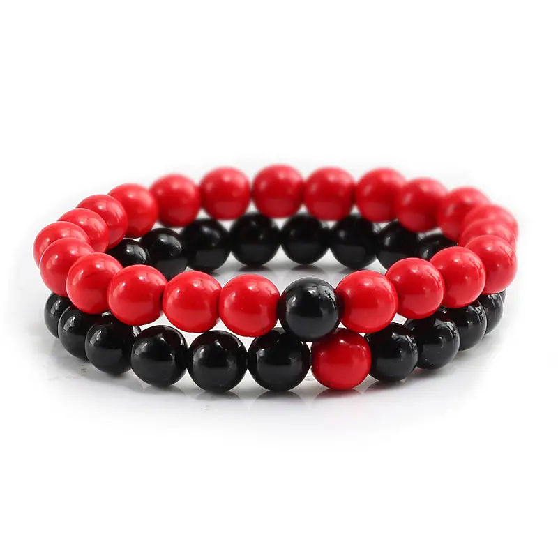 Black Matte Beads Bracelet Set for Men Women - Image 5