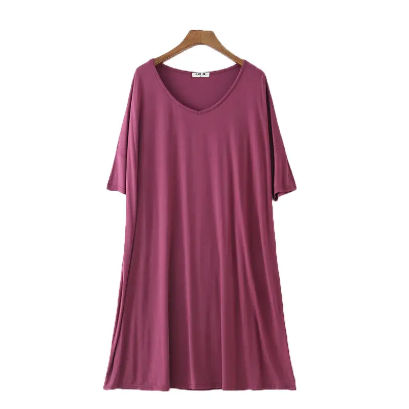 Modal Nightgown T-Shirt Dress Blue Large