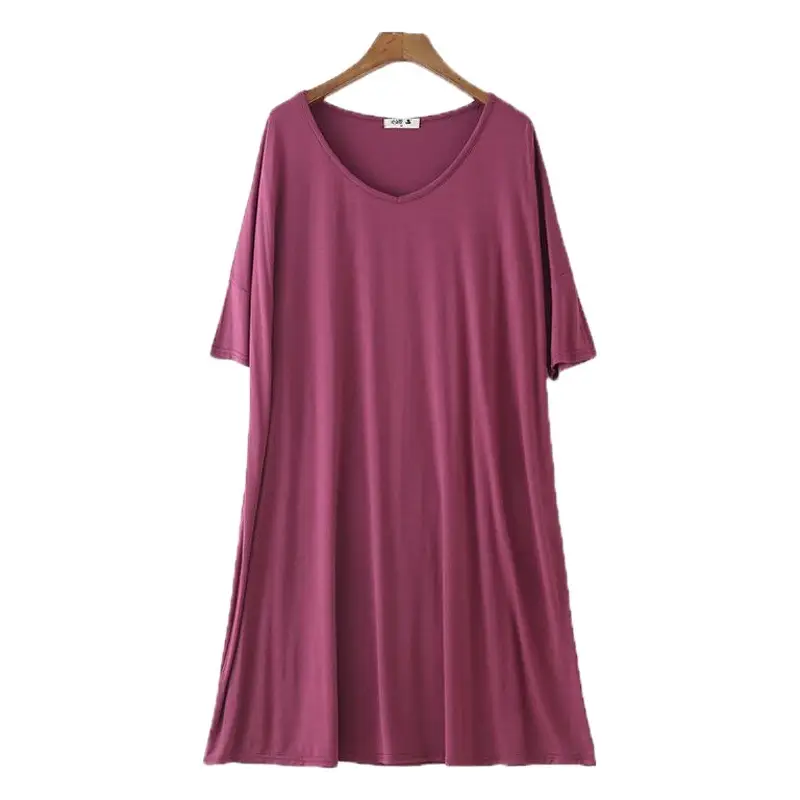 Modal Nightgown T-Shirt Dress Blue Large