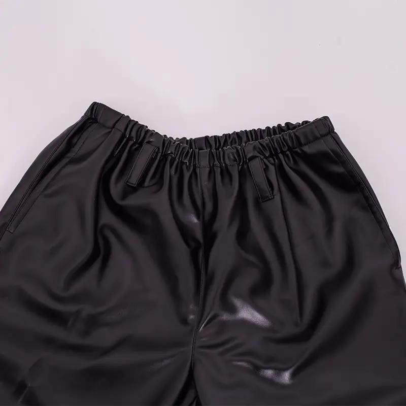 Men's Black Leather Pants Elastic Waist Waterproof Anti-Oil - Image 6