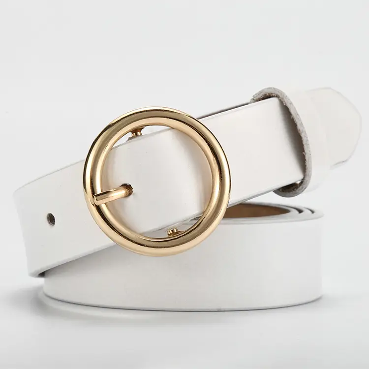 Women's Orange Leather Belt with Gold Buckle
