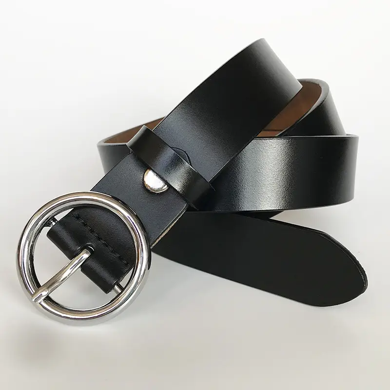 Women's Orange Leather Belt with Gold Buckle