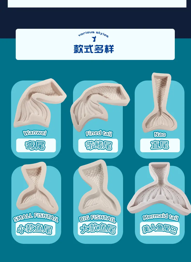 Sanxin Fishtail Flip Sugar Silicone Mold 64mm — feature 9