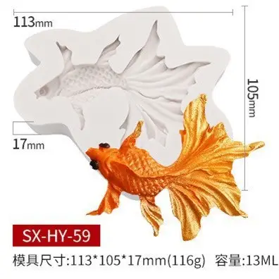 Sanxin Fishtail Flip Sugar Silicone Mold 64mm - Image 17
