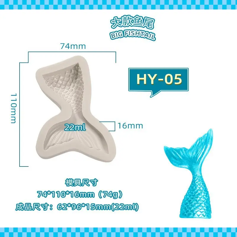 Sanxin Fishtail Flip Sugar Silicone Mold 64mm - Image 2