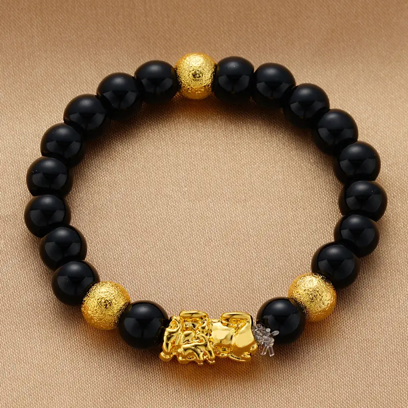 Black & Gold Couple Pixiu Bracelet Six-Word True Words - Image 10