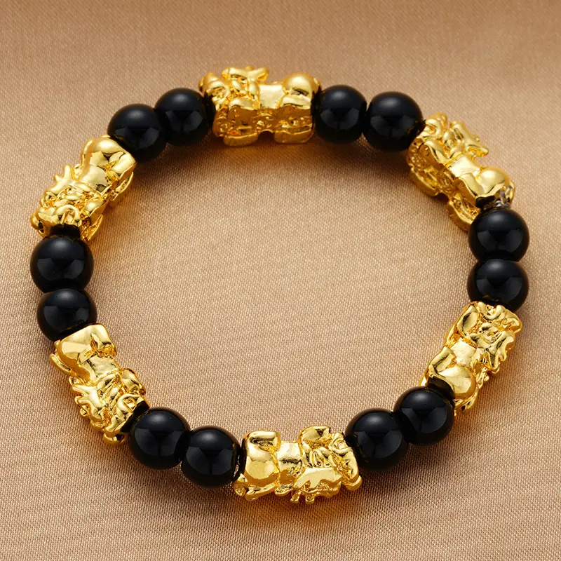 Black & Gold Couple Pixiu Bracelet Six-Word True Words - Image 3