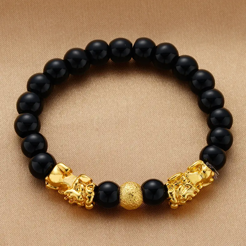 Black & Gold Couple Pixiu Bracelet Six-Word True Words - Image 4