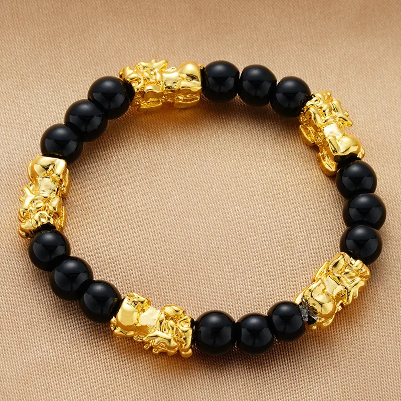 Black & Gold Couple Pixiu Bracelet Six-Word True Words - Image 5