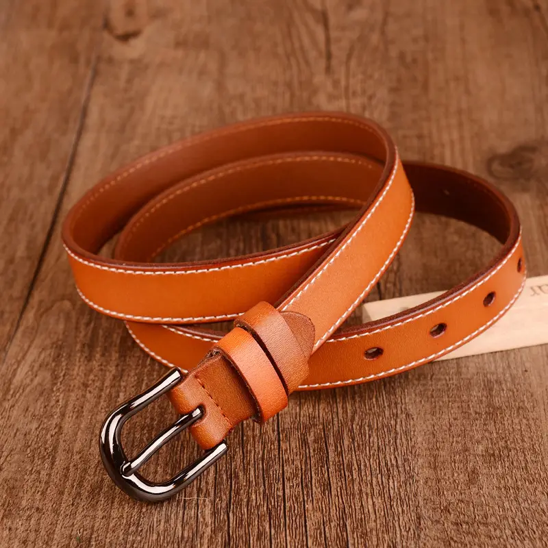 Red Vintage Pin Buckle Belt for Women Genuine Leather - Image 7