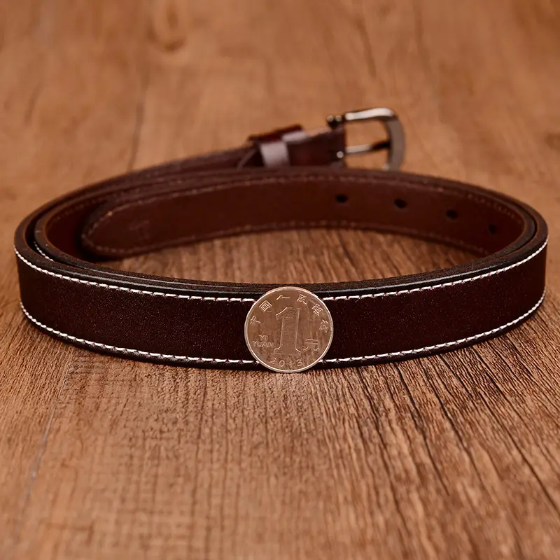Red Vintage Pin Buckle Belt for Women Genuine Leather - Image 8