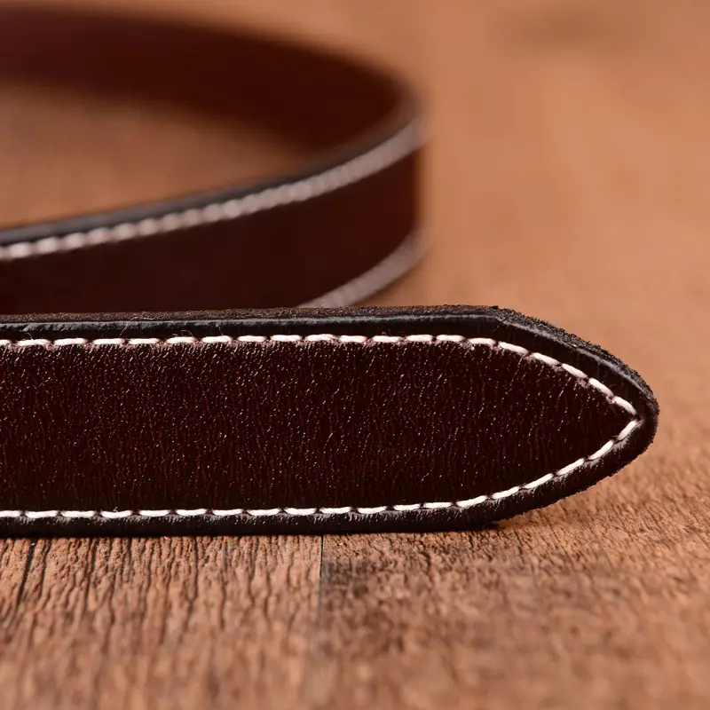 Red Vintage Pin Buckle Belt for Women Genuine Leather - Image 9