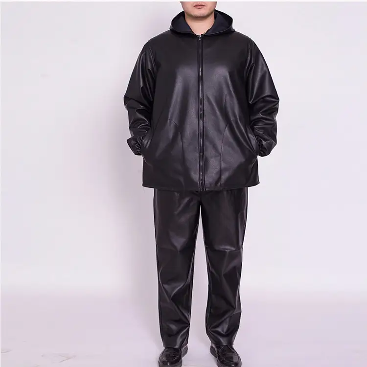 Men's Black Waterproof Leather Suit Car Repair Set